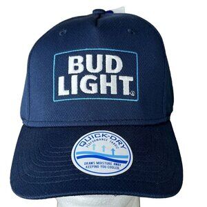 Bud Light Ball Cap Blue Adjustable Snap Close Embroidery Quick Dry Cooler Fabric